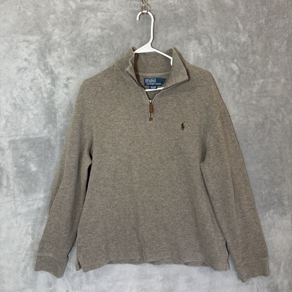 Polo by Ralph Lauren Men's Beige Quarter Zip Pullover 1/4 Size M 100% Cotton